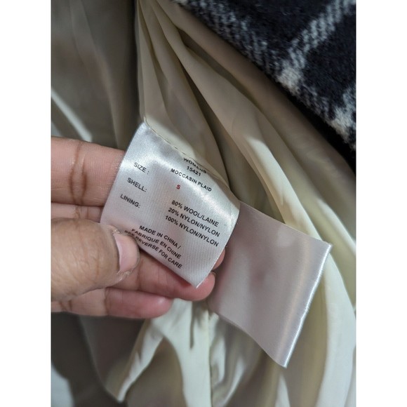 Woolrich Black White Plaid Peacoat Jacket Preppy Wool Blend Women Size S - Picture 8 of 10